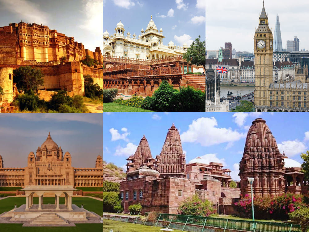 Jodhpur:- Mehrangarh Fort, Jaswant Thada, Clock Tower, Umaid Bhawan Palace, Mandore Gardens.