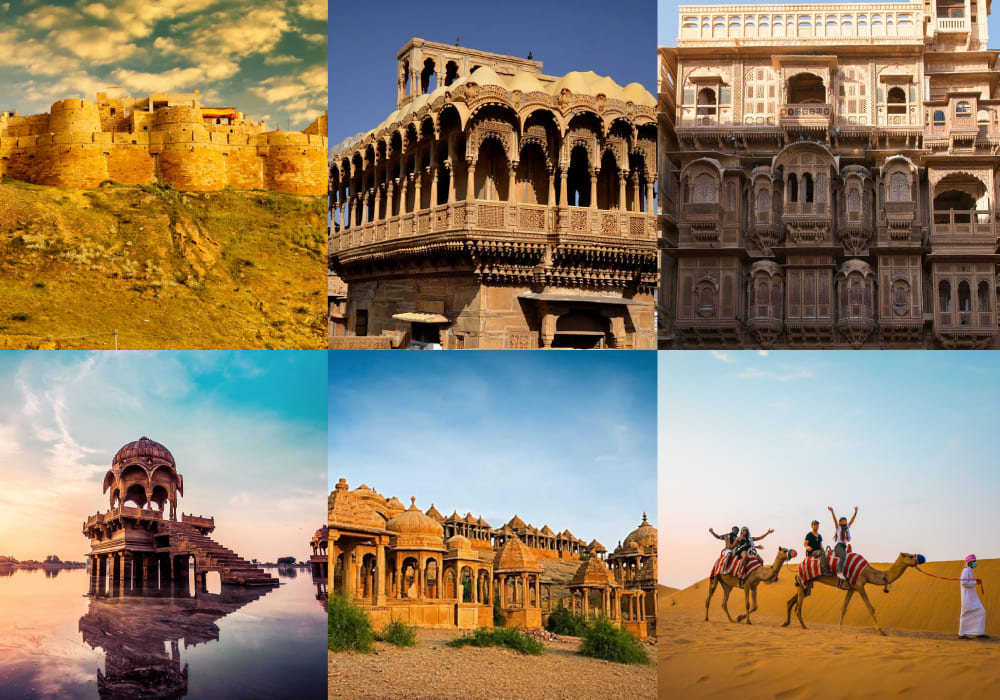 Jaisalmer:- Golden Fort, Salim Singh Ki Haveli, Patwon Ki Haveli, Gadisar Lake, Bada Bagh, Desert Safari.