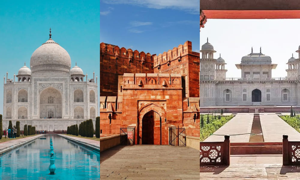 Agra:- Taj Mahal, Agra Fort, Itimad-ud-Daulah