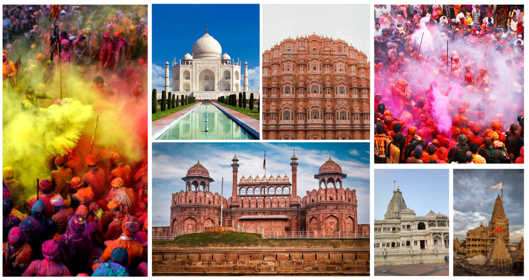 Golden Triangle Tour Package With Mathura Vrindavan With Colourful Festival Holi With Private Driver With Car